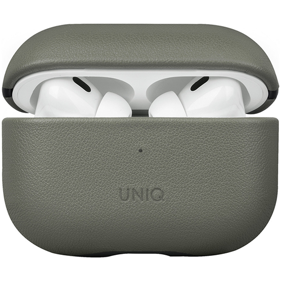 Чехол Uniq Terra Genuine Leather with handstrap для AirPods Pro 2, зеленый лишайник (AIRPODSPRO2-TERLGRN)