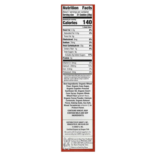 Annie's Homegrown, Organic Bunny Grahams ™, шоколад, 213 г (7,5 унции)