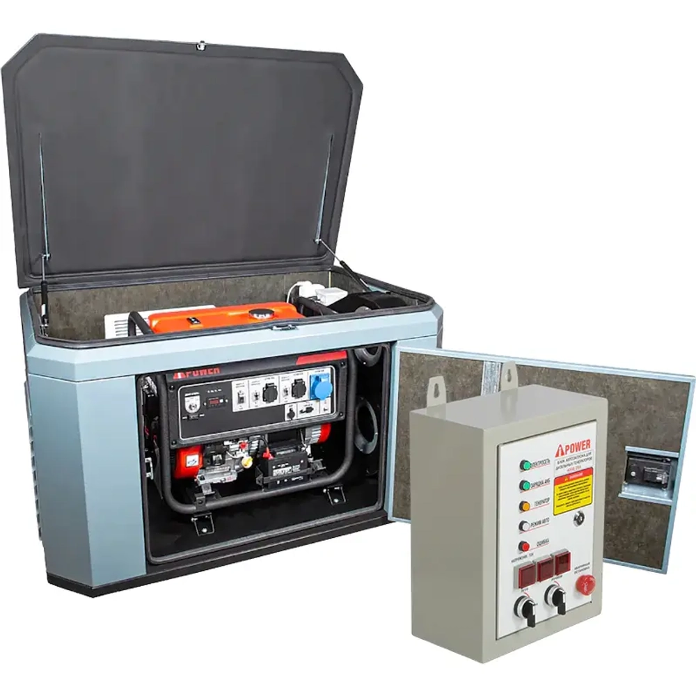 A-iPower A9000EAX бензиновый генератор в кожухе 1400SS RAL 7031 с блоком АВР 400В/25А (8 pin) New УТ-11182998/29109