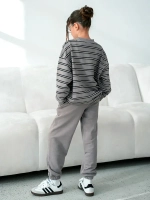 Спортивный костюм для девочки на весну серый оверсайз