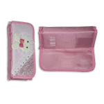 Пенал - косметичка Alingar, ткань, молния, боковой карман, 80 х 200 мм, "Зверята", ассорти (красный,голубой,фиолет), мишка, зайчик