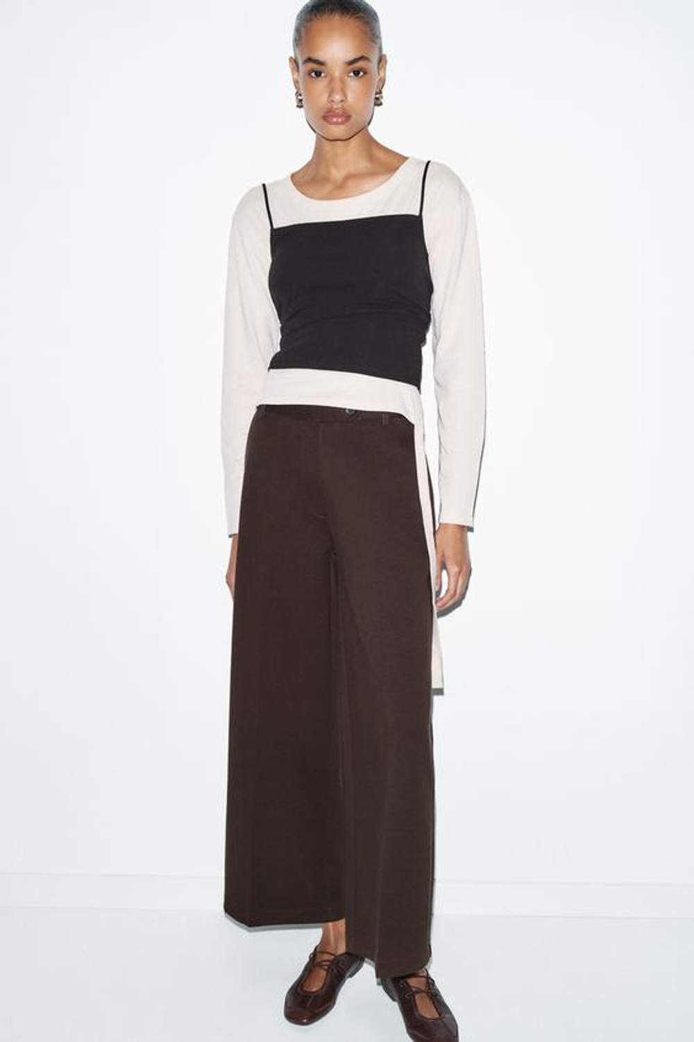 ZARA БРЮКИ ИЗ ИНТЕРЛОКА, ШОКОЛАДНЫЙ