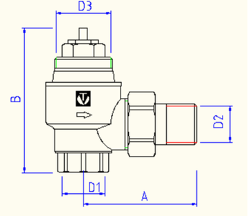 Клапан термостатический Valtec 1/2" угловой повыш. пропуск. сп-сти арт. VT.033.N.04 для радиаторов