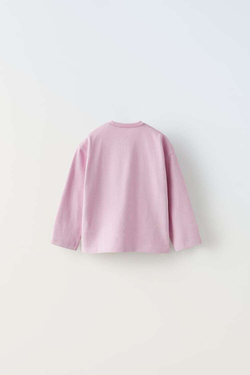 ZARA ФУТБОЛКА С БЛЕСТЯЩЕЙ НАДПИСЬЮ, РОЗОВЫЙ