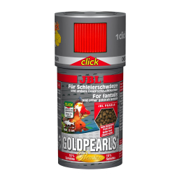 JBL GoldPearls Click - основной премиум корм для золотых рыб (гранулы), банка с дозатором
