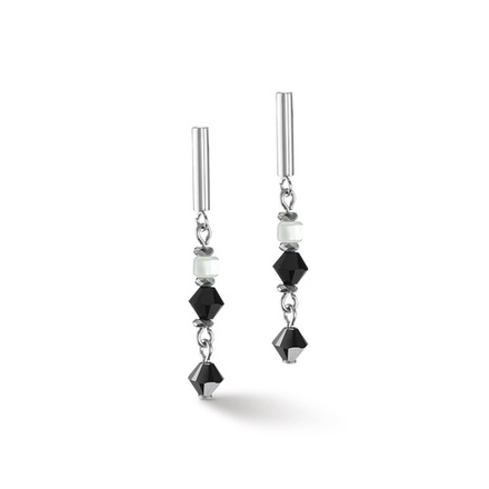 Серьги-пусеты Coeur de Lion Black-White 4239/21-1314