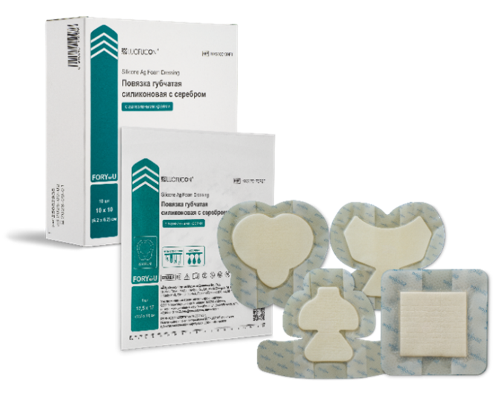 Foryou LUOFUCON Повязка губчатая силиконовая с серебром с адгезивными краями