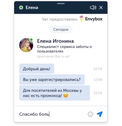 Подключим с настройкой виджет онлайн-чата для сайта компании Envybox