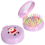 Расчёска массажная складная с зеркалом «Новогодний Дед Мороз», цвет микс, d-6см