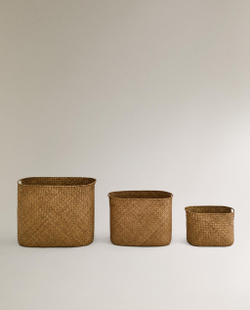 Zara Home Корзина из ротанга, цвет бежевый, 35 см