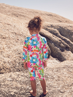 Купальник слитный на молнии для девочки Next E77-684, Ярко-голубой, Розовый