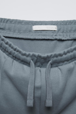 ZARA ОДНОТОННЫЕ БРЮКИ-ДЖОГГЕРЫ ИЗ МЯГКОЙ ТКАНИ, ВЫЦВЕТШИЙ СИНИЙ