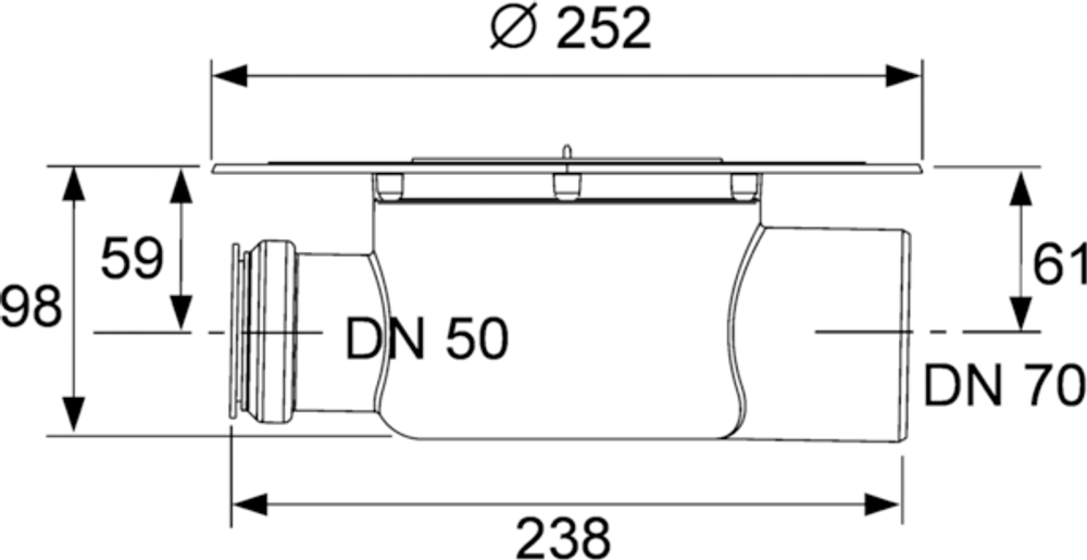 Сифон TECEdrainpoint S DN 70, с универсальным фланцем Seal System