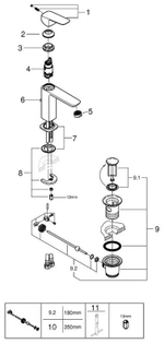 Смеситель однорычажный для раковины GROHE Cubeo, размер M, хром (1017490000)