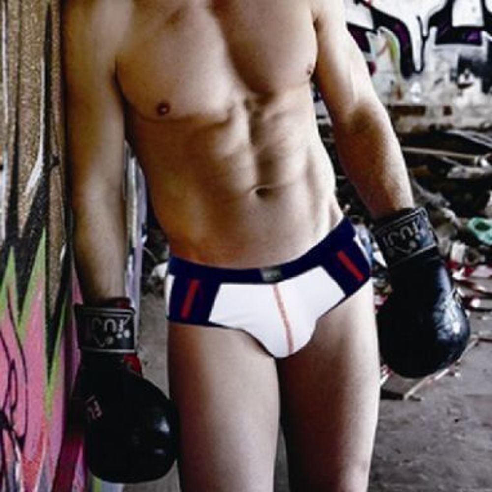 Мужские трусы брифы бело-синие Asitoo Modal White&amp;Navy Brief