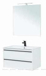 Тумба с раковиной Aquanet Lino 90 белая матовая