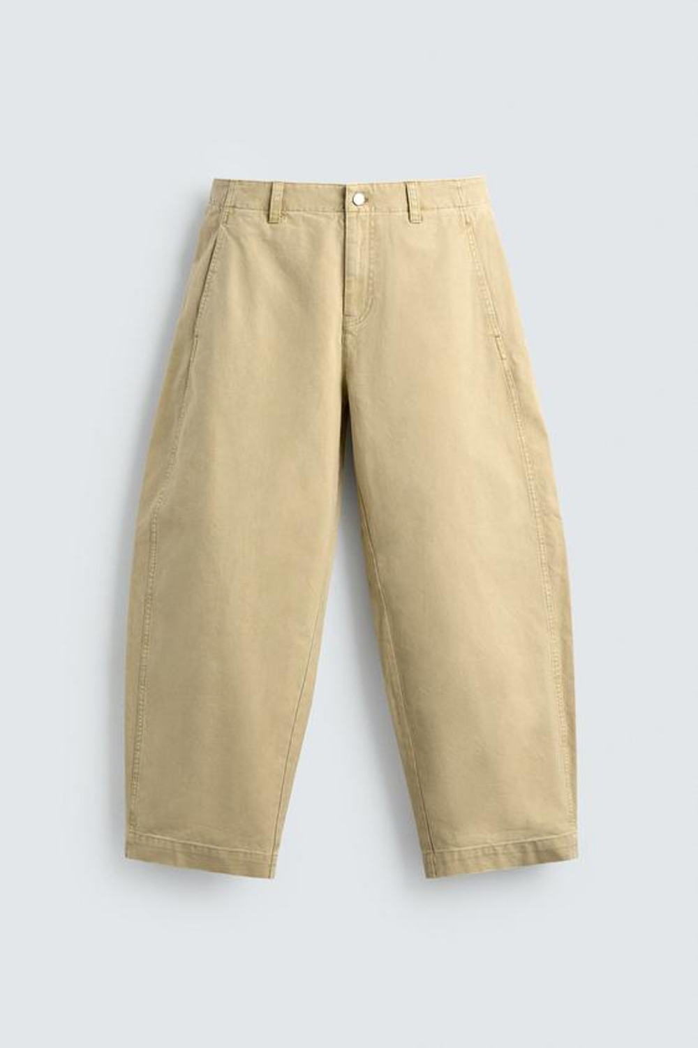 ZARA БРЮКИ BALLOON FIT С ЭФФЕКТОМ ПОТЕРТОСТИ, СВЕТЛО-ЖЕЛТЫЙ