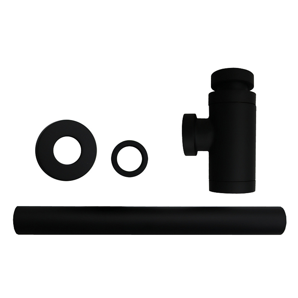 Сифон для раковины AZARIO G 1 1/4, без выпуска, цилиндр, латунь, черный (AZ-108-BL)