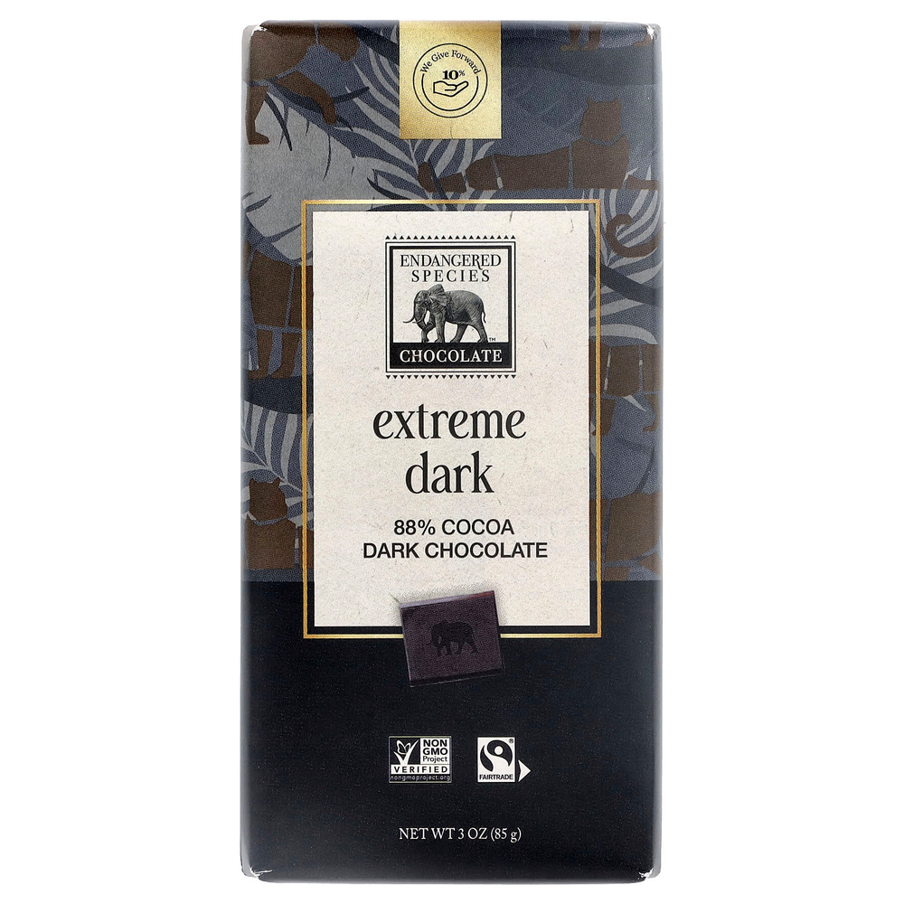 Endangered Species Chocolate, горький, экстрачерный шоколад, 85 г (3 унции)