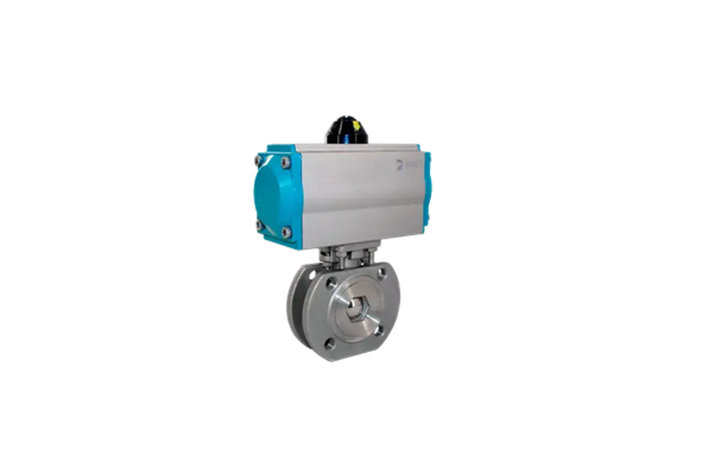 Кран шаровый межфланцевый, AISI304 DN32 (1_1/4"), с двухсторонним пневмоприводом AT63D