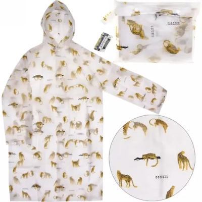 Дождевик-плащ 120 Мкрн 110*62см «Леопард» с капюшоном и завязками, на кнопках, ДоброСад