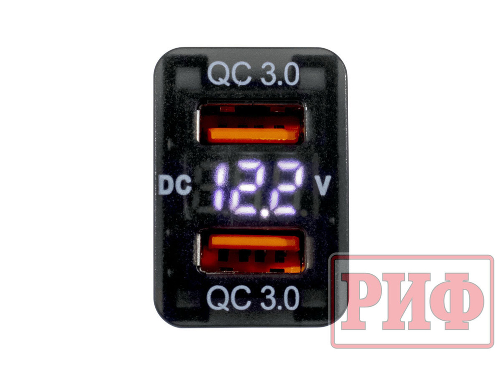 Розетка USB 2 QC 3.0 с вольтметром для Toyota 32x20