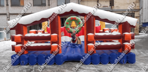 Надувной аттракцион Родео, олень+батут, "Рождественский", 5*5*3 м