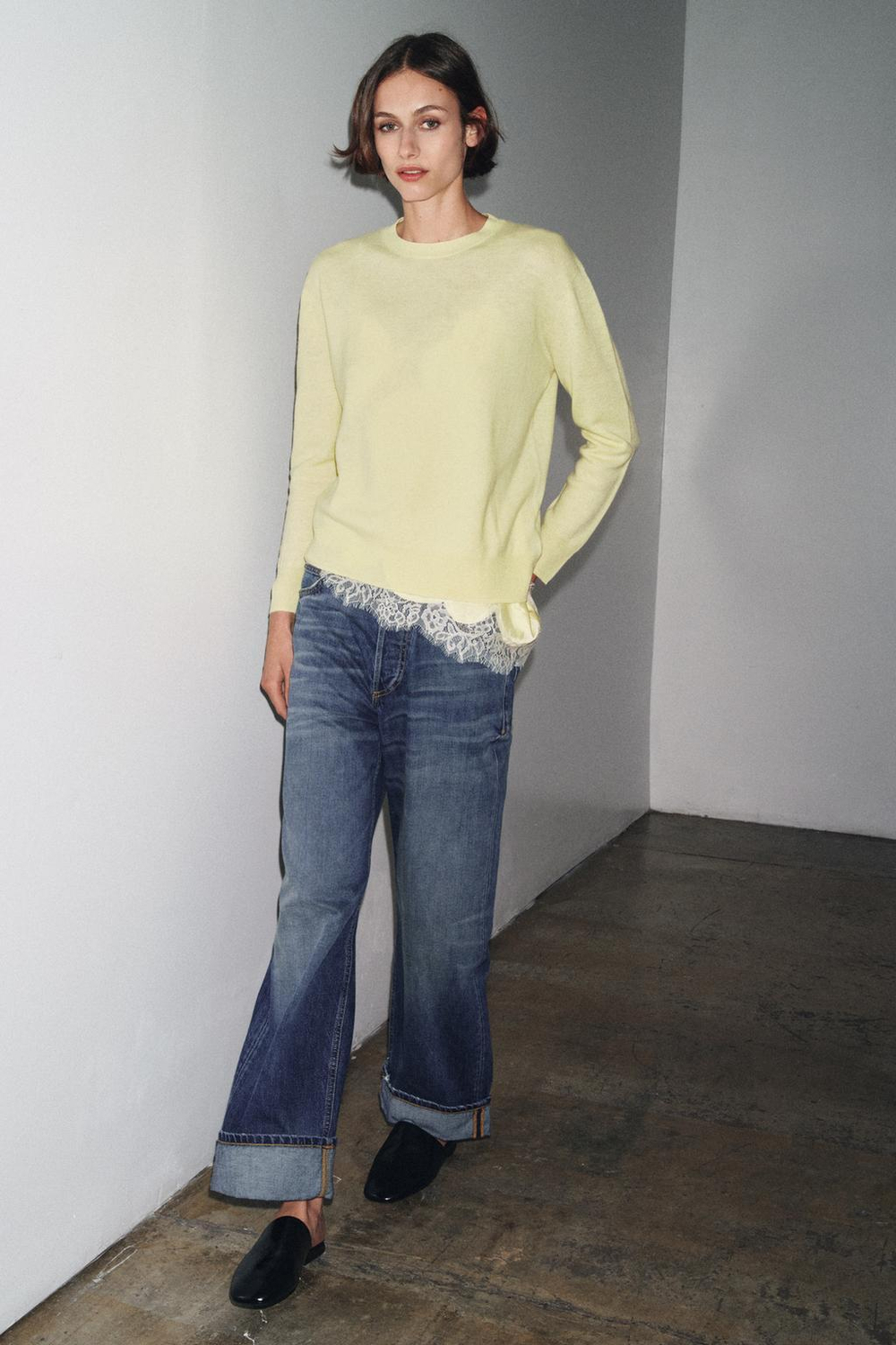 ZARA СВИТЕР ИЗ 100% ЭКСТРАМЯГКОЙ ШЕРСТИ, СВЕТЛО-ЖЕЛТЫЙ