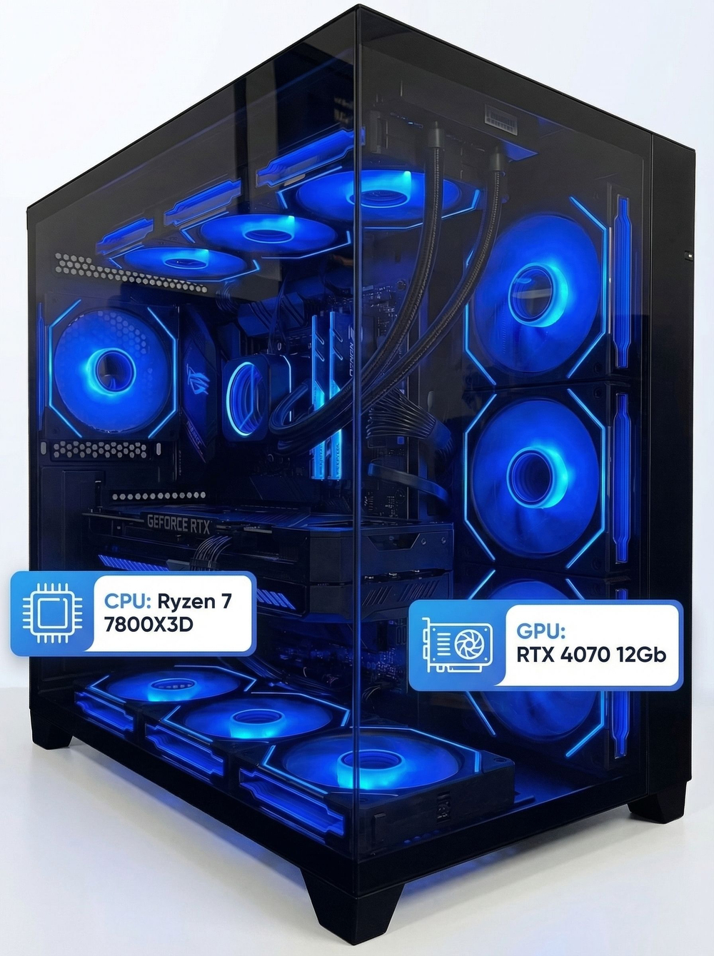 Игровой компьютер (системный блок) AMD Ryzen 7 7800X3D / NVIDIA GeForce RTX 4070 (12 ГБ) / 32GB DDR5 / SSD 2TB / 800W