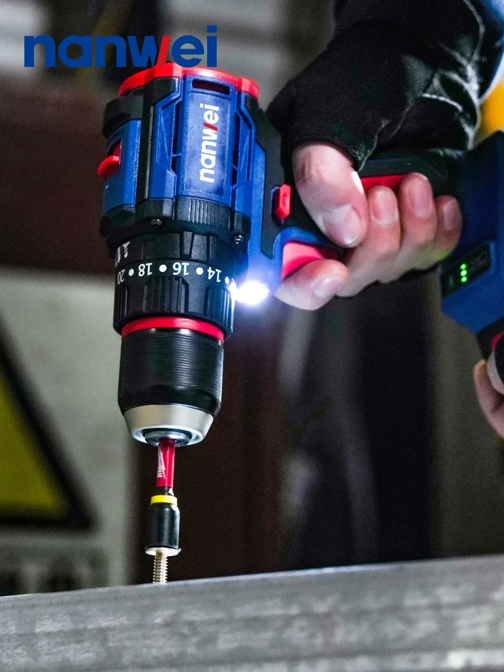 Аккумуляторный шуруповерт Nanwei NW-D8213C-4, 50 Нм, 20 В