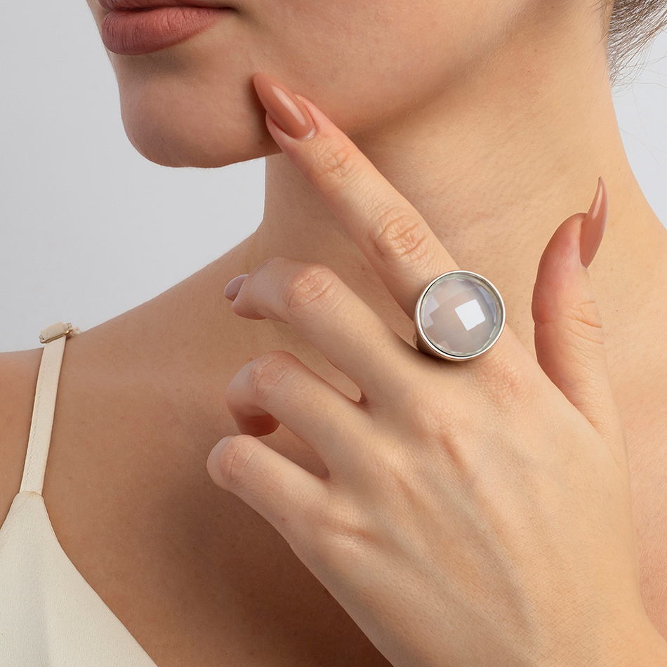Кольцо Possebon Pearl Opaline 16.5 мм K1155.25/16.5 BW/S