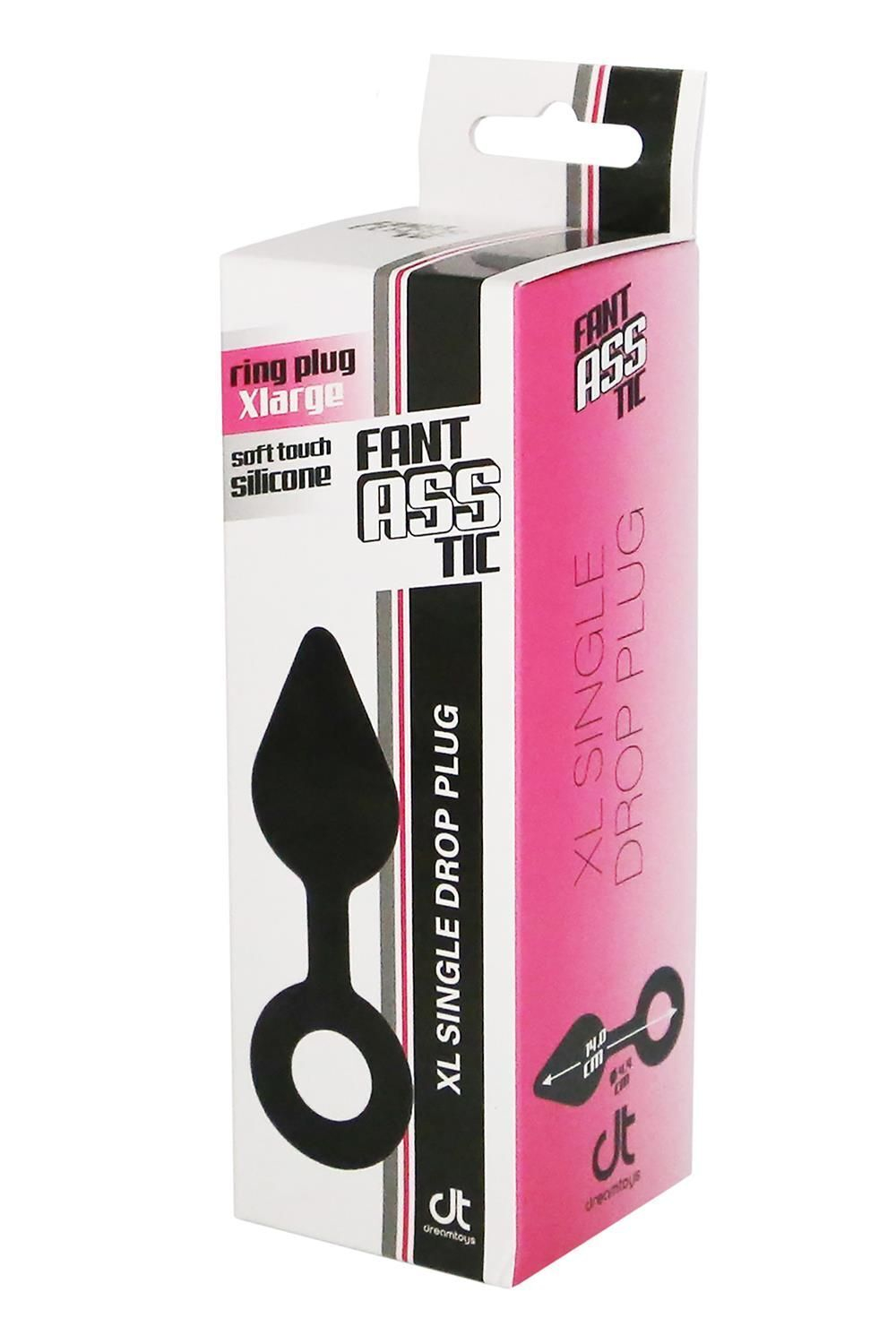 Черная анальная пробка с ручкой-кольцом XL Single Drop Plug - 14 см. (Цвет: черный)