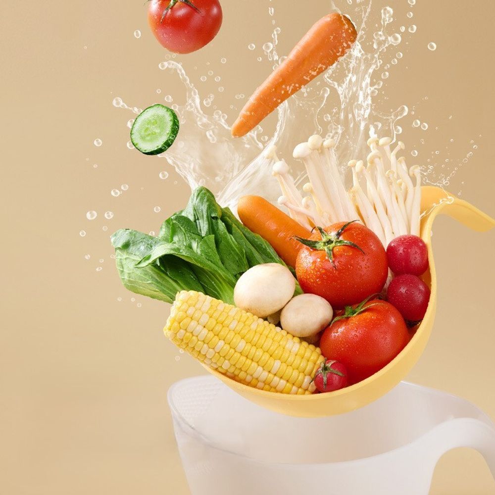 Двойной дуршлаг пластиковый с миской