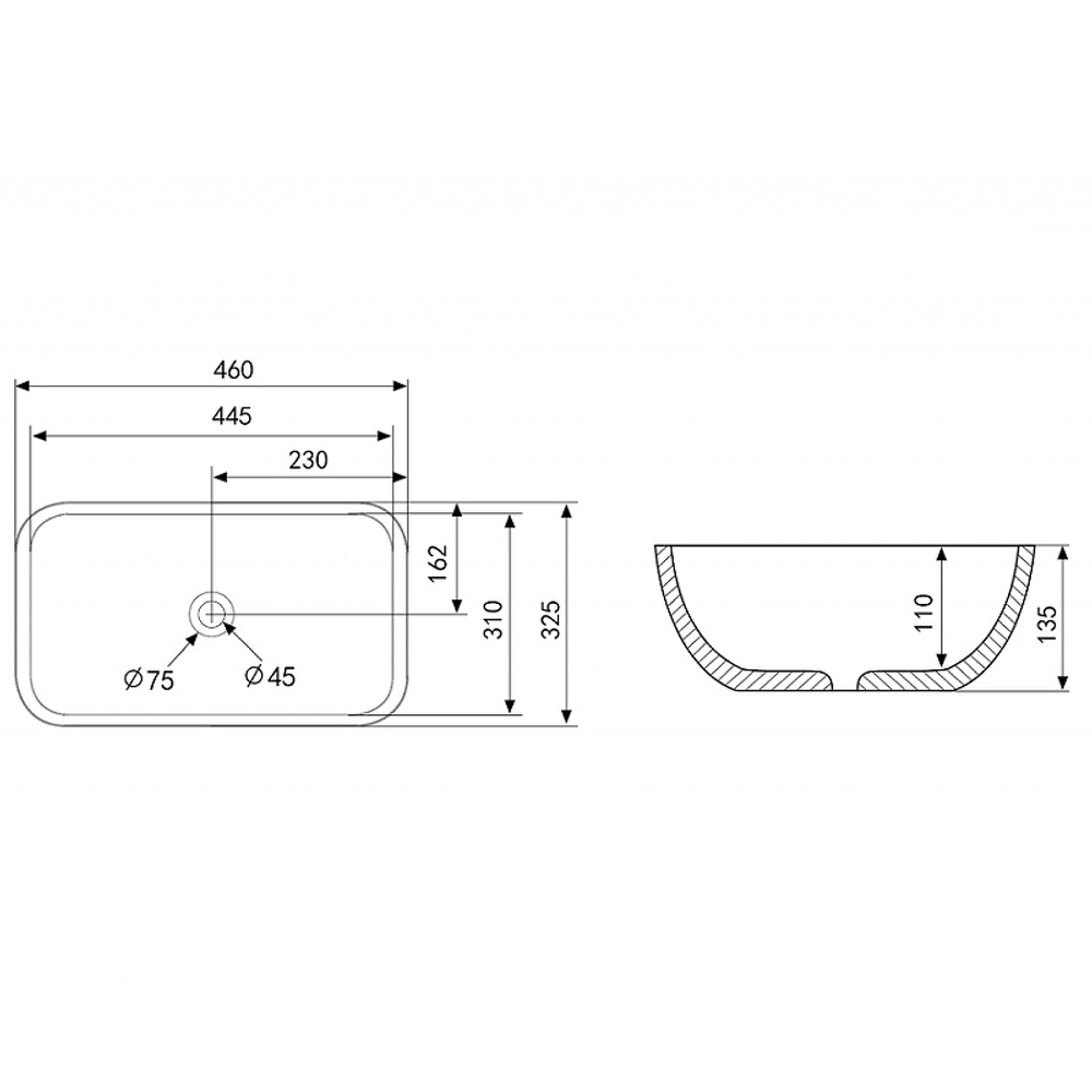 Раковина-чаша Abber Rechteck 46 AC2200MBG Темно-зеленая матовая