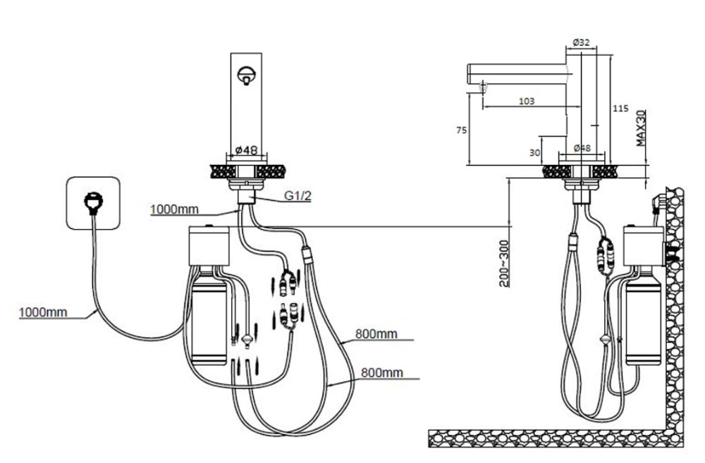 Диспенсер для мыла сенсорный встраиваемый в столешницу 1000 мл. латунь LUXMATIC 03114.B глянцевый