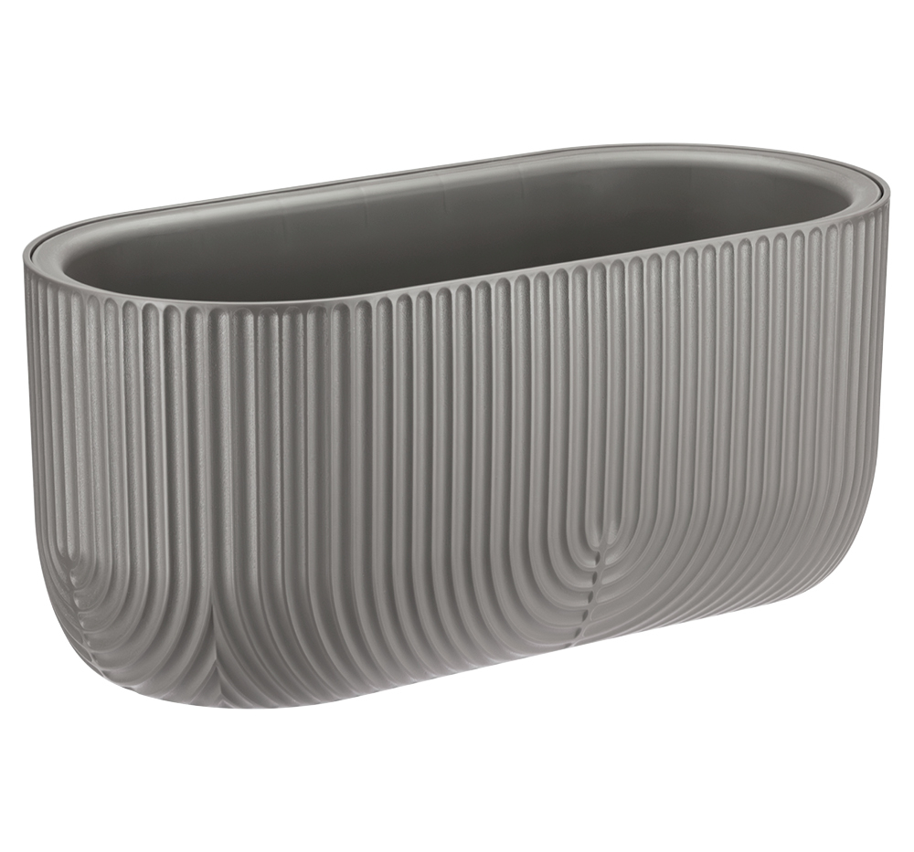 Кашпо для цветов 6 л РАМОНА овальное пластик 385*180 мм с подставкой ФРАНЦУЗСКИЙ СЕРЫЙ