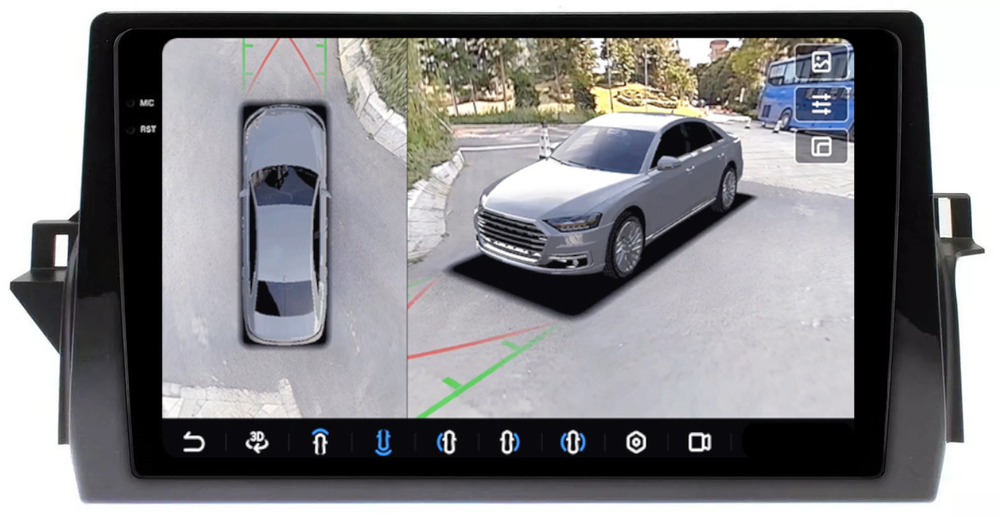 Магнитола для Toyota Camry 70 (75) 2021-2023 - FarCar BX3223M-360 монитор 10.36" 2K QLED на Android 13, 6Гб+128Гб, CarPlay, 4G SIM-слот, 4 камеры в комплекте