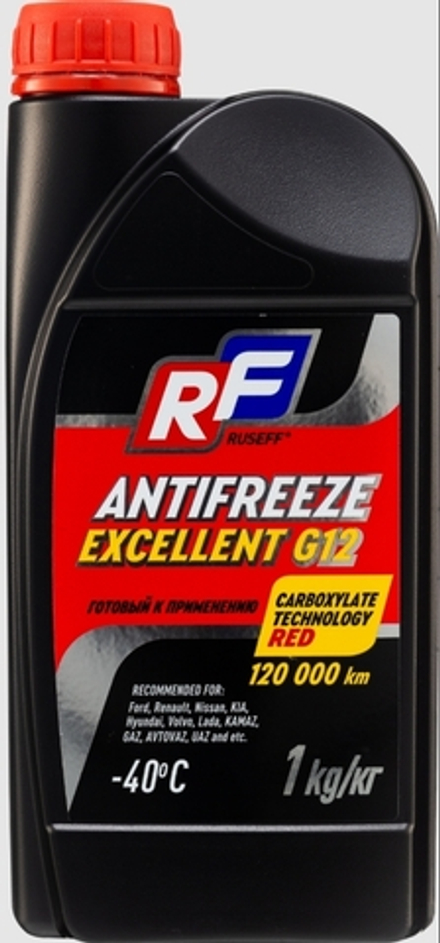 RUSEFF Антифриз ANTIFREEZE EXCELLENT G12 -40C (Красный) (1 кг)