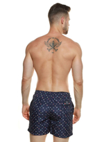Мужские пляжные шорты с принтом в виде морских иконок (Размер: XL) (Цвет: темно-синий)