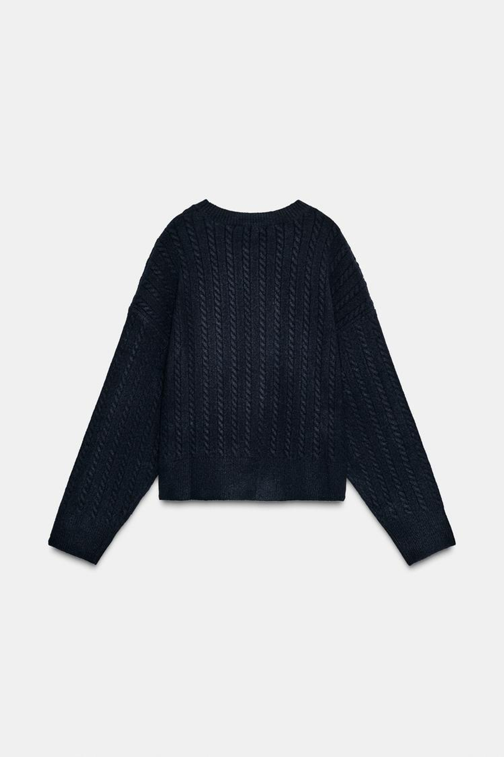 ZARA СВИТЕР С УЗОРОМ «КОСЫ», МОРСКОЙ СИНИЙ