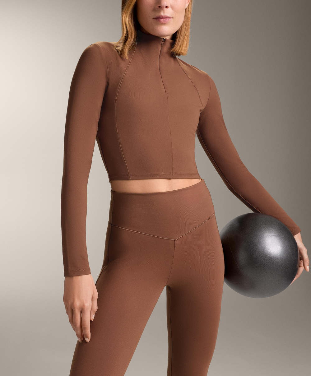 Oysho Топ с длинным рукавом Evermove, цвет ржавчины