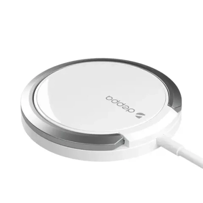 Беспроводное зарядное устройство Deppa MagSafe Ring (23156) для Apple iPhone / AirPods Qi 15W/Type-C 1m/кольцо-подставка (белый)