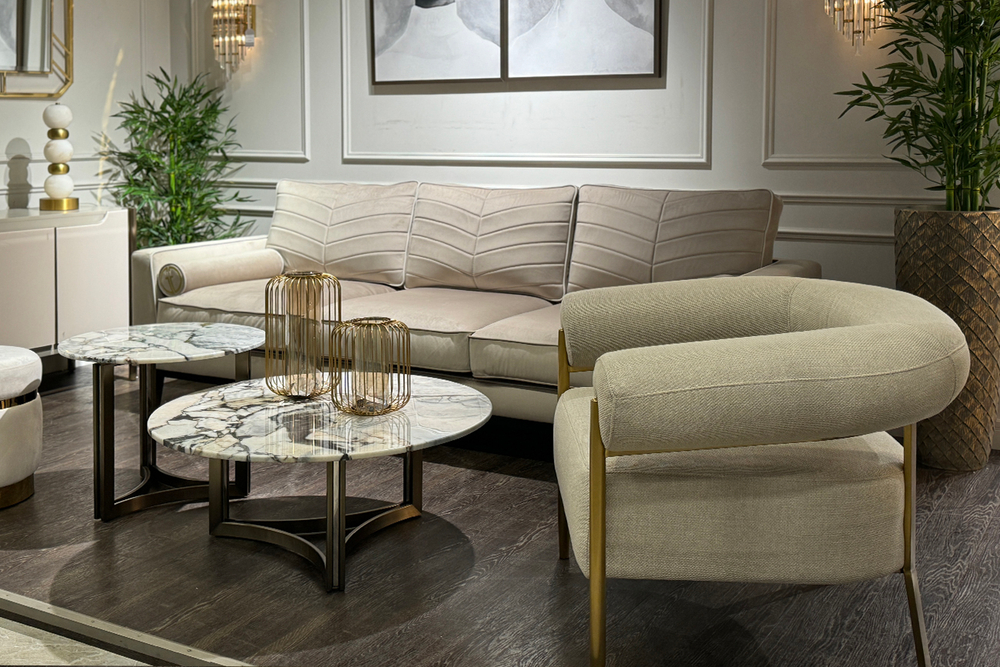 Кресло Garda Decor серое, матовое золото 95,5*82*77 см