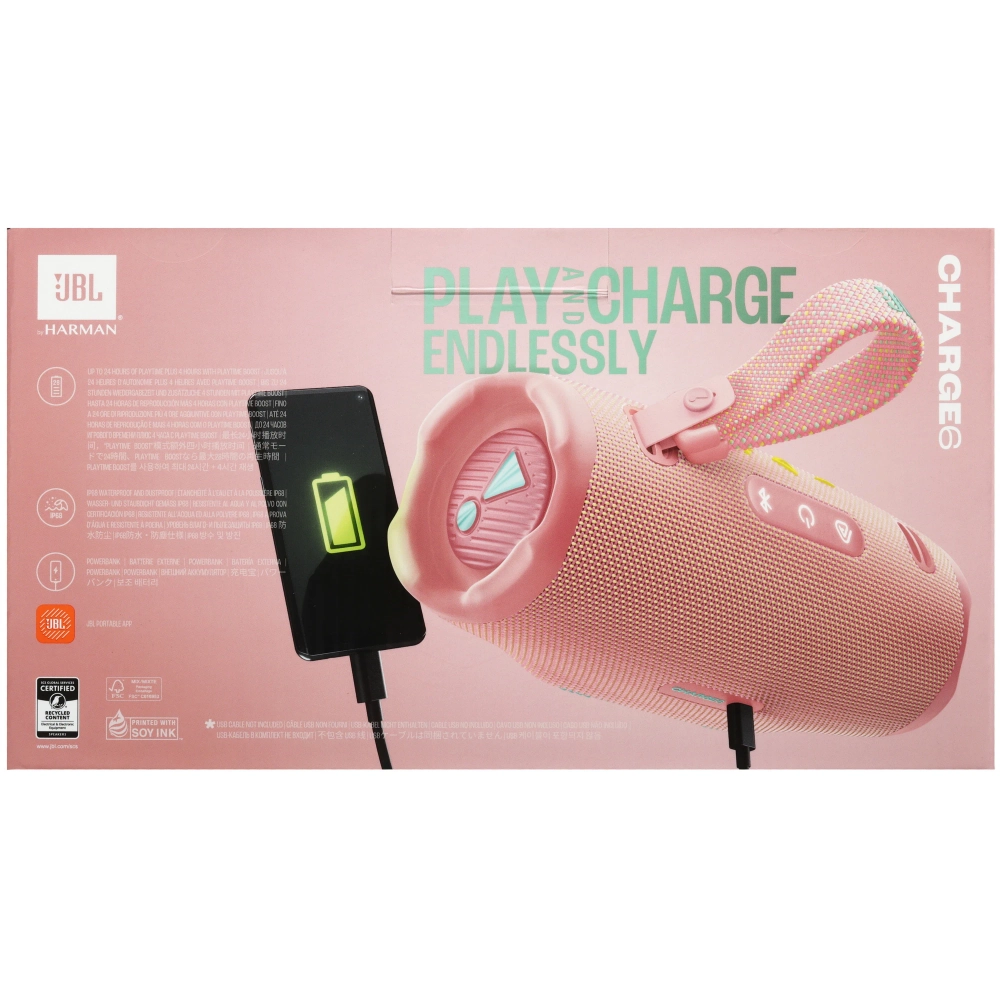 Портативная колонка JBL Charge 6 Розовая