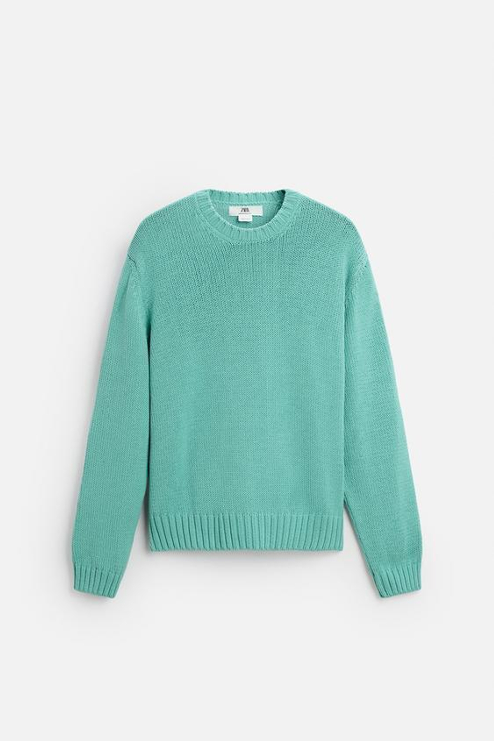 ZARA СВИТЕР С РЕЛЬЕФНЫМ УЗОРОМ, ЗЕЛЕНОВАТО-СИНИЙ