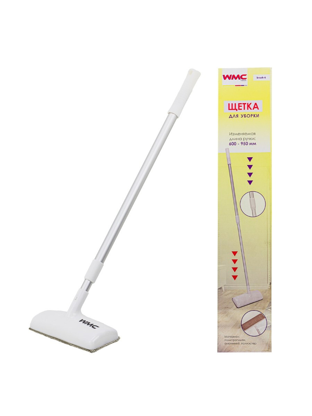 Щётка для уборки с телескопической ручкой (600-950мм) WMC TOOLS WMC-brush-6