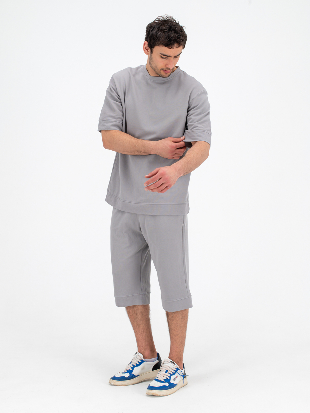 Костюм хлопковый с шортами. Грей