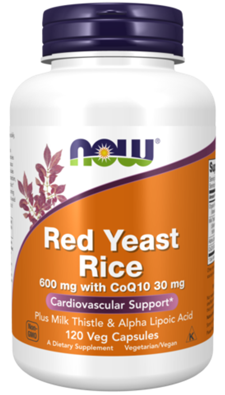 NOW Foods, Красный дрожжевой рис с коэнзимом Q10, Red Yeast Rice With CoQ10, 120 вегетарианских капсул
