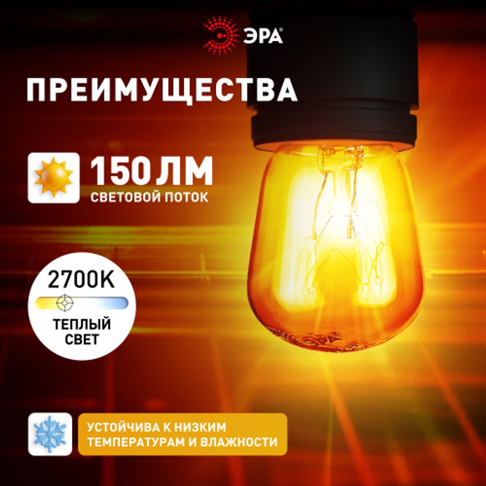 Лампа накаливания ЭРА T26-25-E14-230 25Вт 230В для холодильника и швейной машины цветная коробка Е14