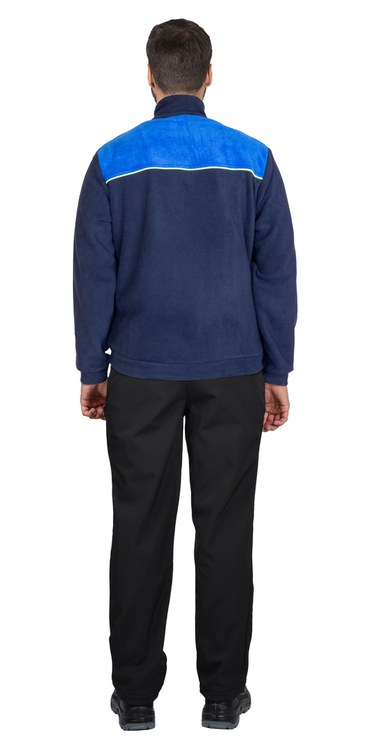 Куртка флисовая тёмно-синяя с васильковым и лимонным кантом (ФАВОРИТ-МЕГА)